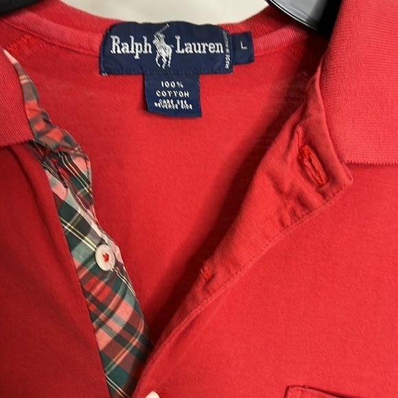Vintage Ralph Lauren golf short sleeve red cotton polo shirt large women’s - Picture 6 of 6